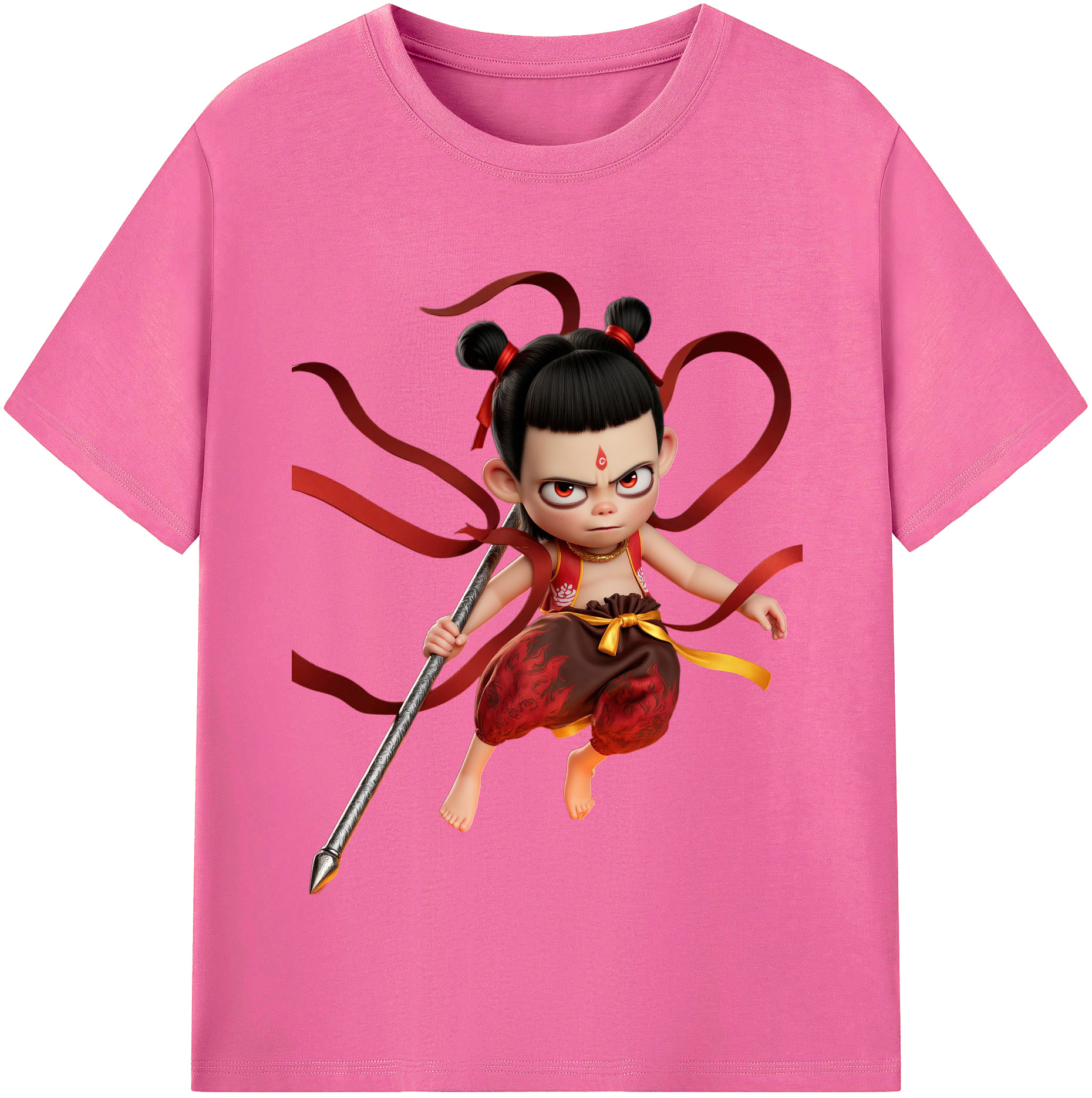 （画像用） Ne Zha 2 ナタ 魔童の大暴れ レディースカジュアルプリントTシャツ（綿100％）